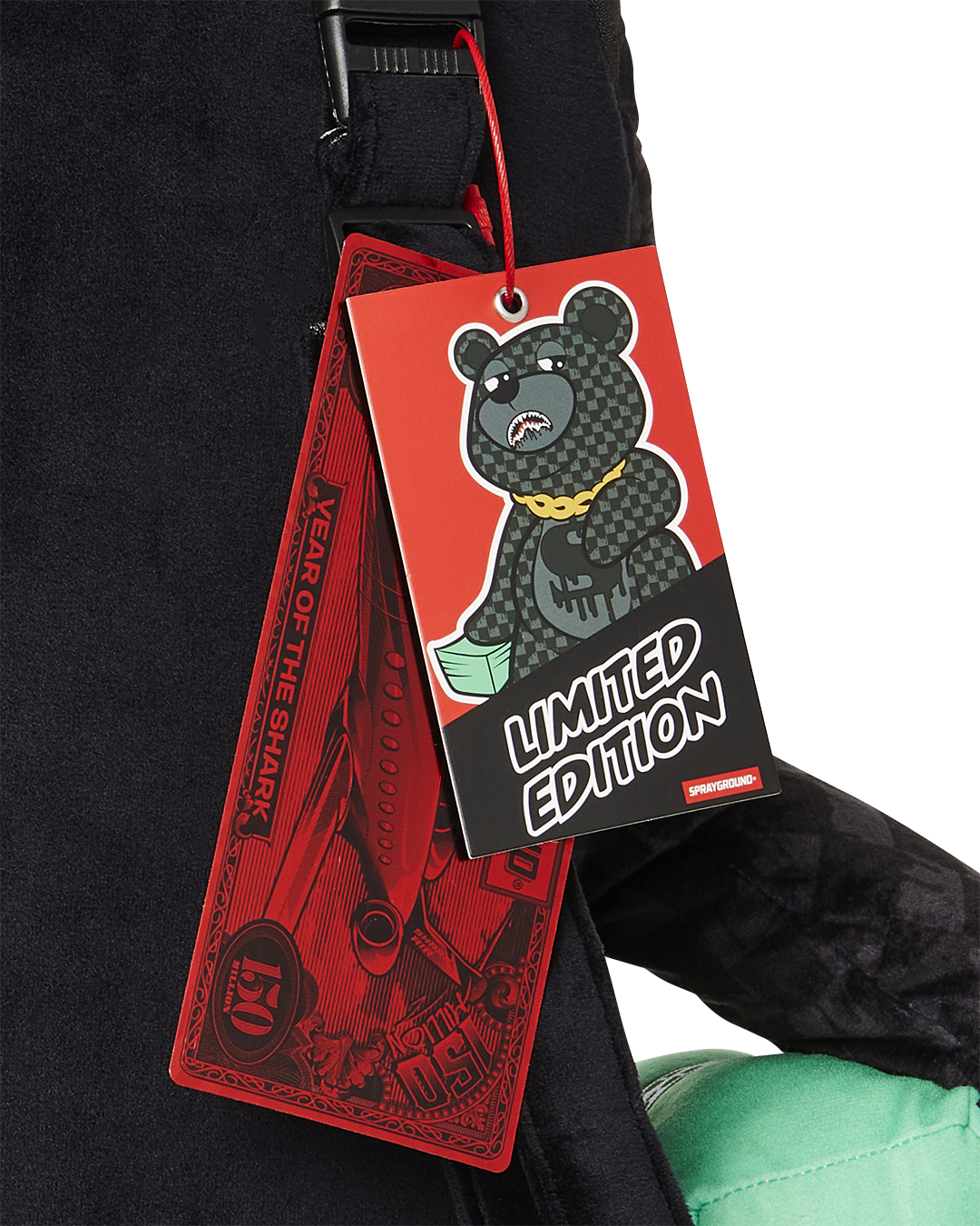 DRIPPING SHARKS IN PARIS MONEYBEAR TEDDY BEAR BACKPACK