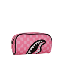 PINK AND BLACK DRIP CHECK PENCIL POUCH