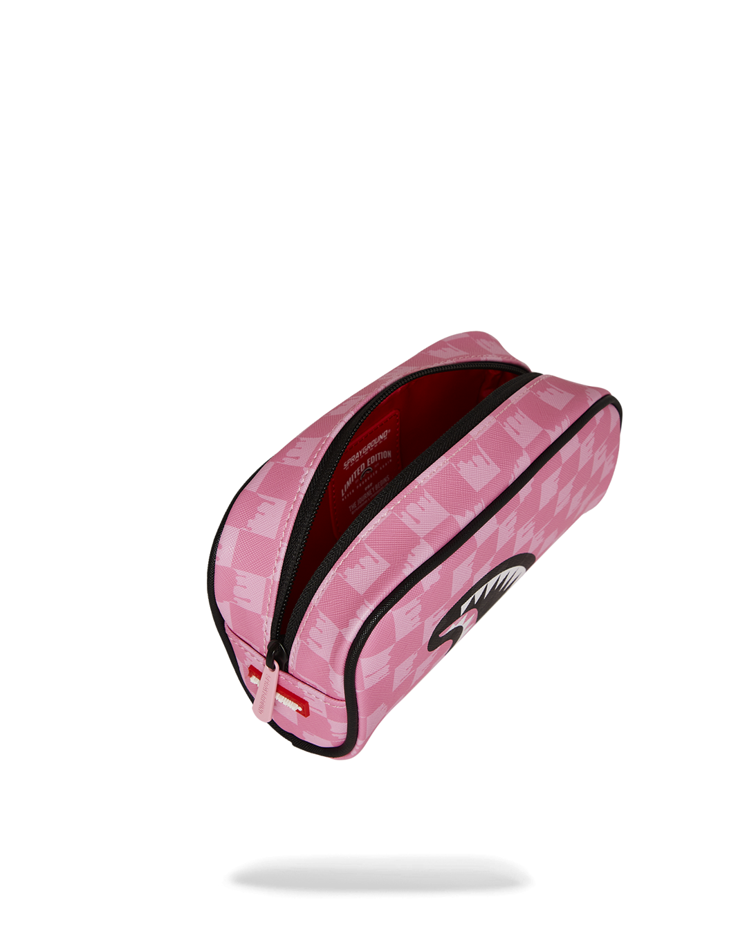 PINK AND BLACK DRIP CHECK PENCIL POUCH
