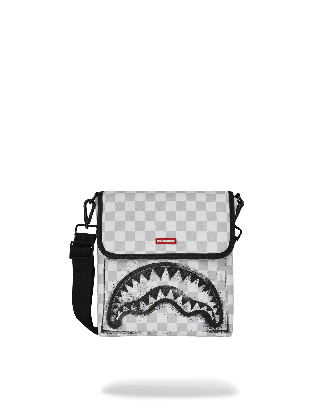 RED STENCIL SHARK MESSENGER BAG
