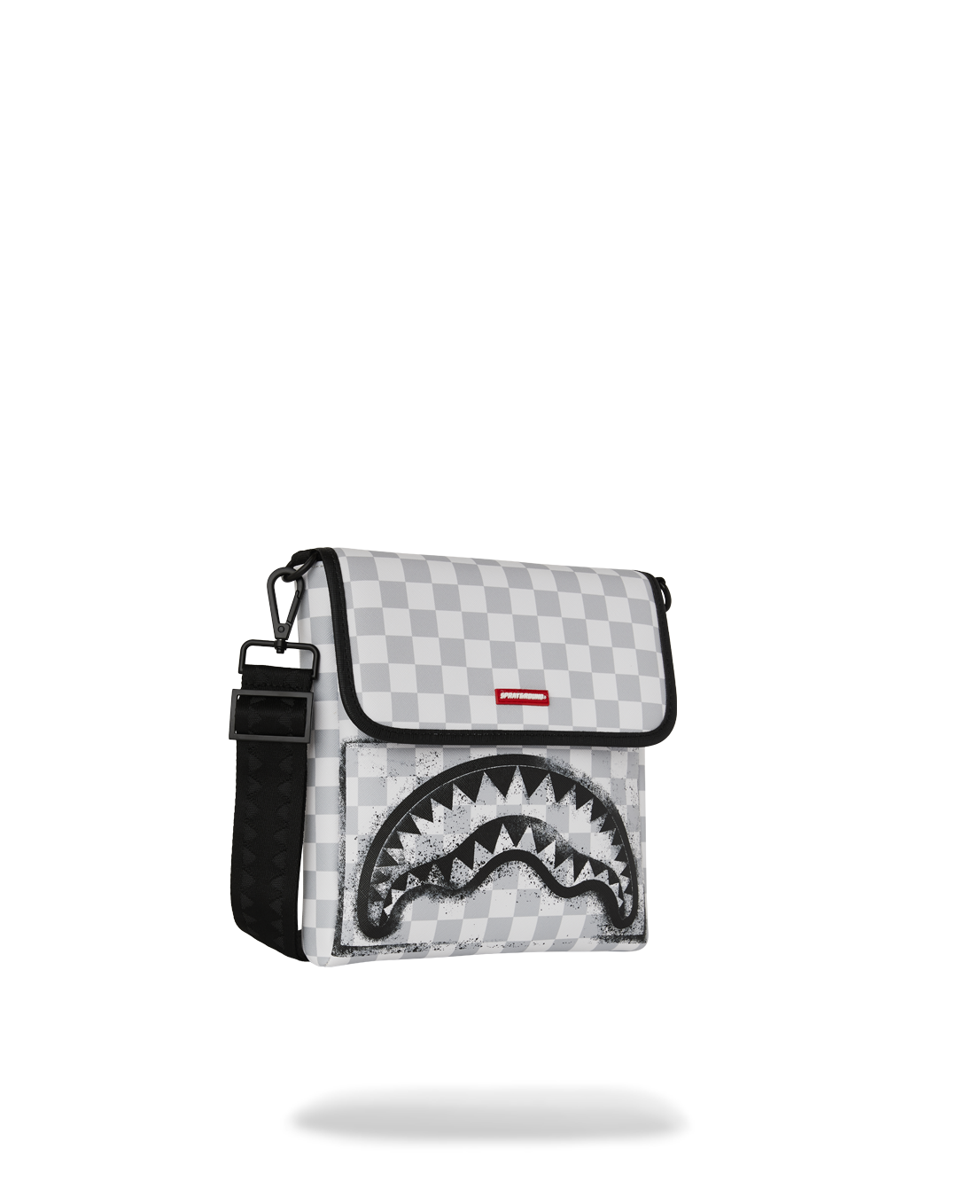 RED STENCIL SHARK MESSENGER BAG