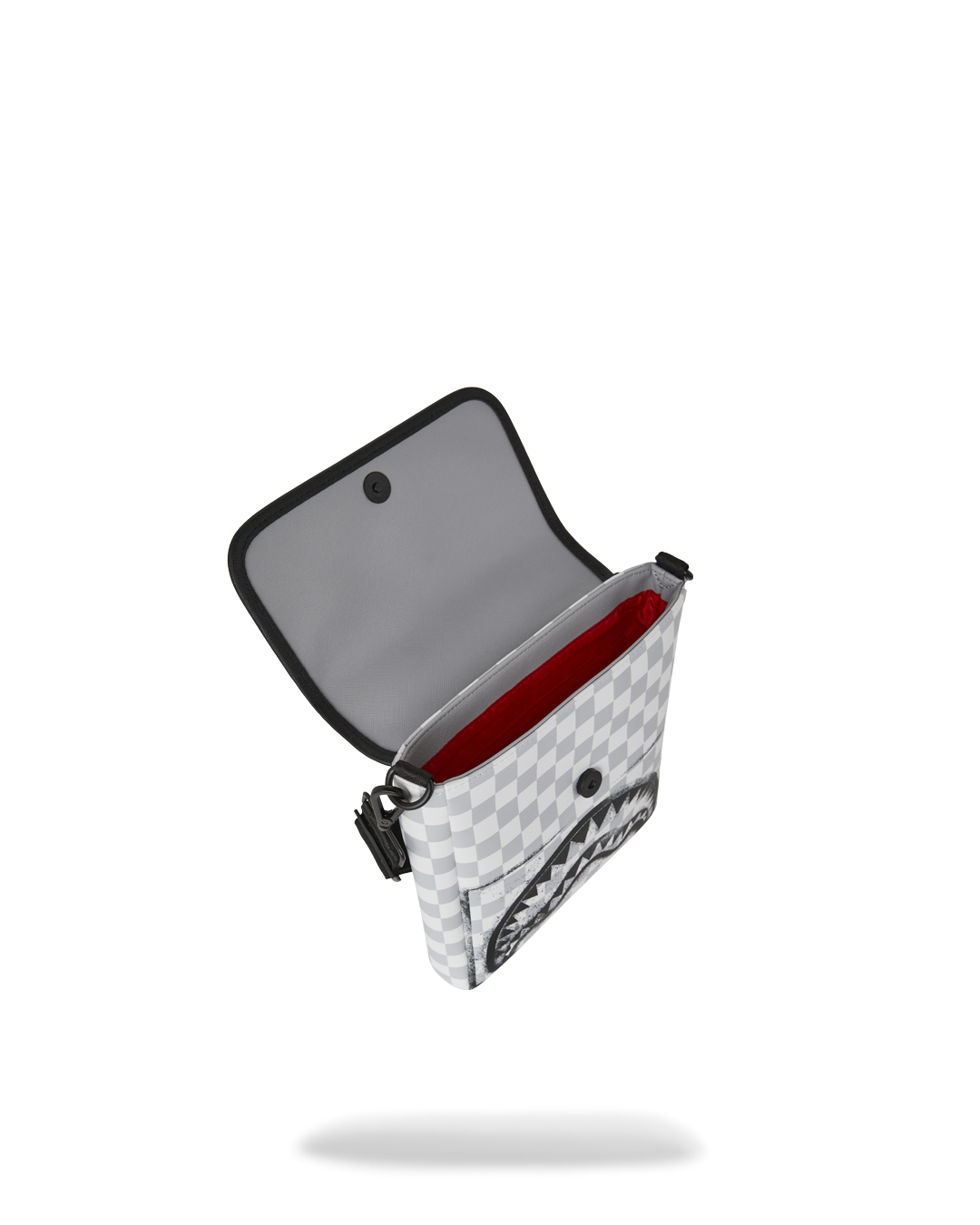 RED STENCIL SHARK MESSENGER BAG