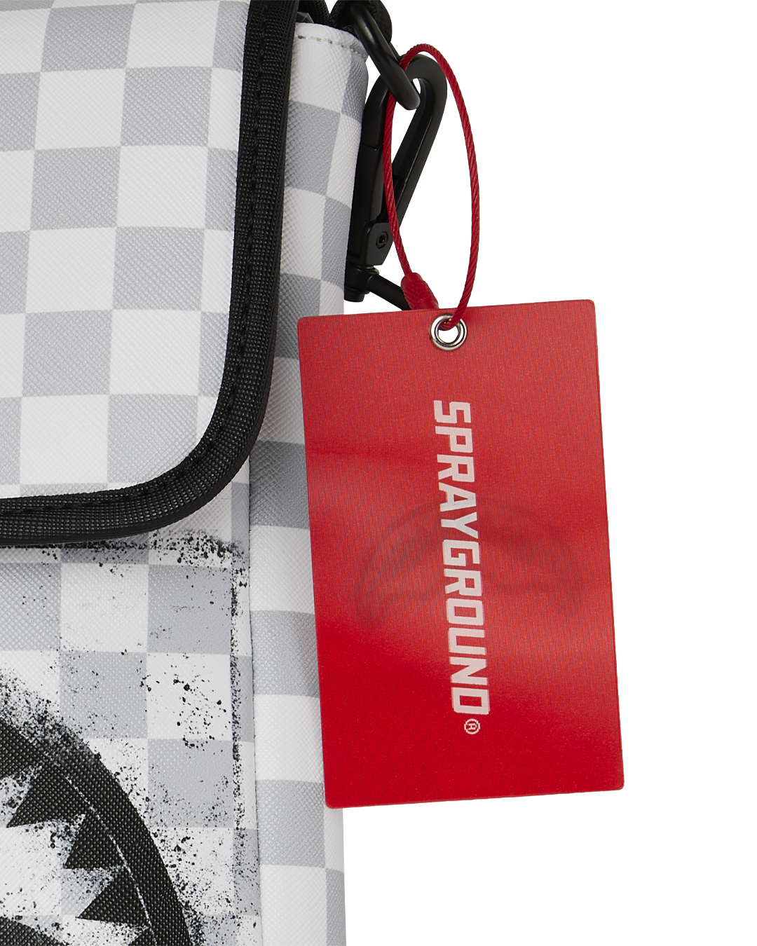 RED STENCIL SHARK MESSENGER BAG