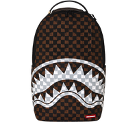 BROWN AND CREAM DRIP CHECK SHARK DLXSV BACKPACK