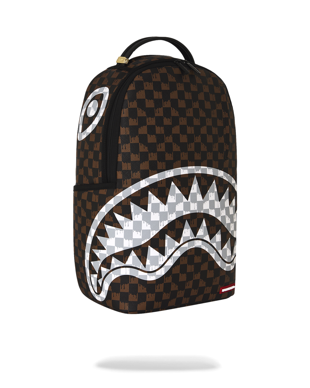 BROWN AND CREAM DRIP CHECK SHARK DLXSV BACKPACK
