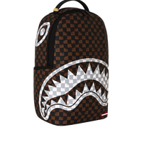 BROWN AND CREAM DRIP CHECK SHARK DLXSV BACKPACK