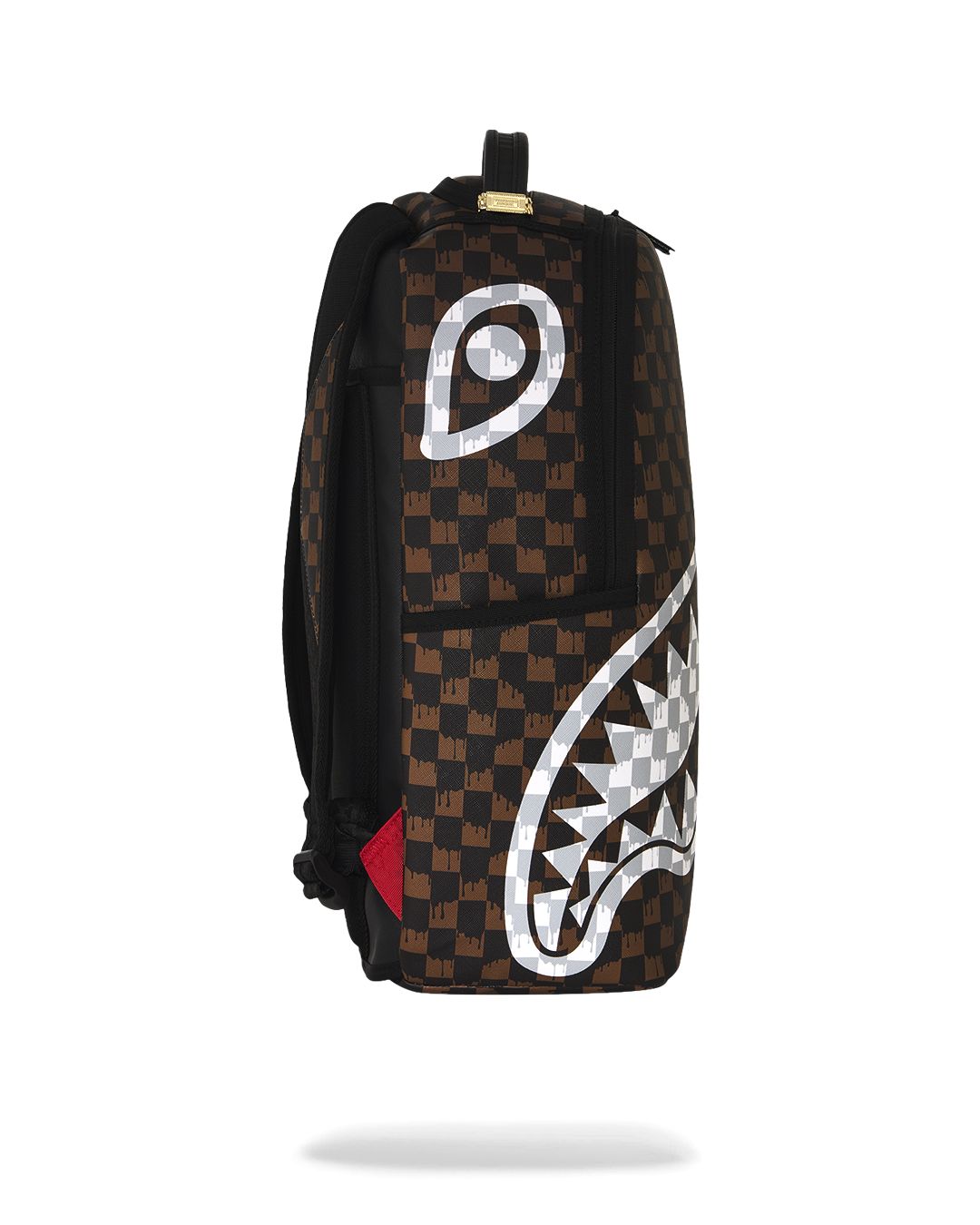 BROWN AND CREAM DRIP CHECK SHARK DLXSV BACKPACK