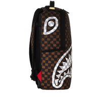 BROWN AND CREAM DRIP CHECK SHARK DLXSV BACKPACK