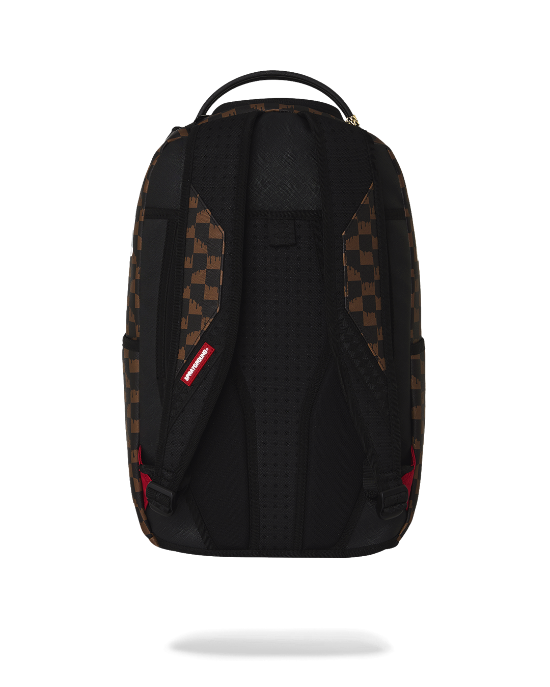 BROWN AND CREAM DRIP CHECK SHARK DLXSV BACKPACK