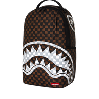 BROWN AND CREAM DRIP CHECK SHARK DLXSV BACKPACK