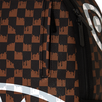 BROWN AND CREAM DRIP CHECK SHARK DLXSV BACKPACK