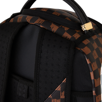 BROWN AND CREAM DRIP CHECK SHARK DLXSV BACKPACK