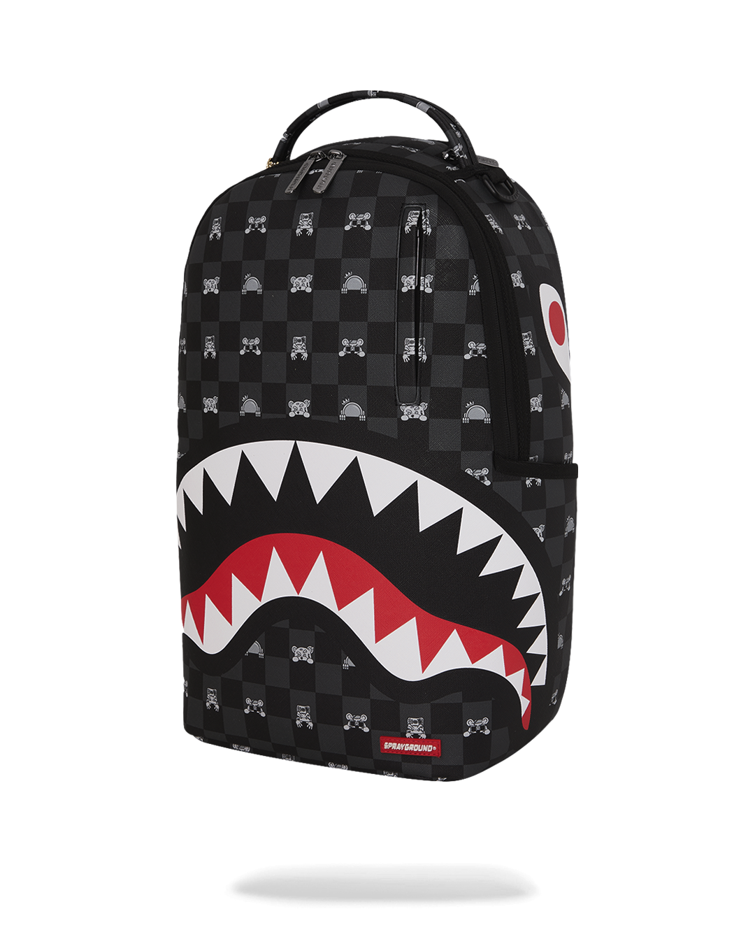 GRAY PEEKING CHARACTER CHECK BACKPACK