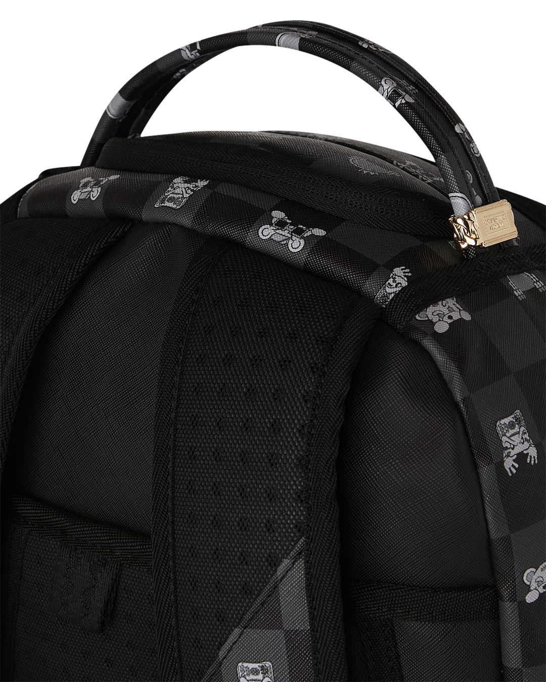 GRAY PEEKING CHARACTER CHECK BACKPACK