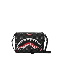GRAY PEEKING CHARACTER CHECK CROSSOVER CLUTCH