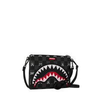 GRAY PEEKING CHARACTER CHECK CROSSOVER CLUTCH