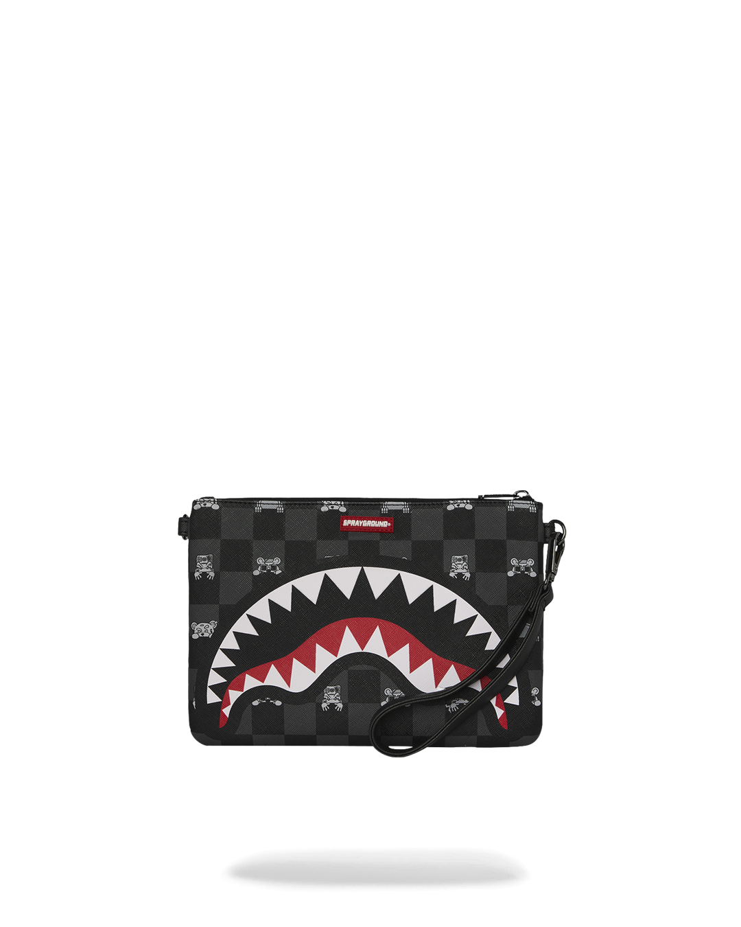 GRAY PEEKING CHARACTER CHECK CROSSOVER CLUTCH