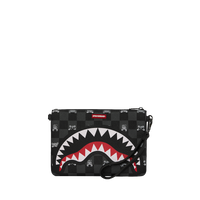 GRAY PEEKING CHARACTER CHECK CROSSOVER CLUTCH