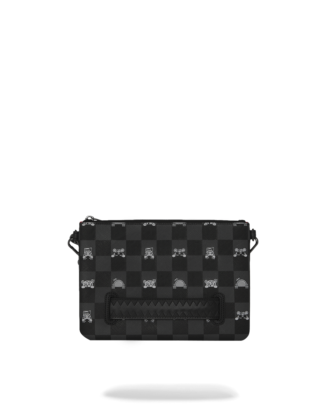 GRAY PEEKING CHARACTER CHECK CROSSOVER CLUTCH