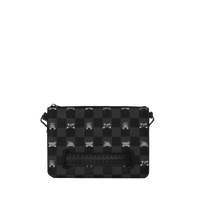 GRAY PEEKING CHARACTER CHECK CROSSOVER CLUTCH