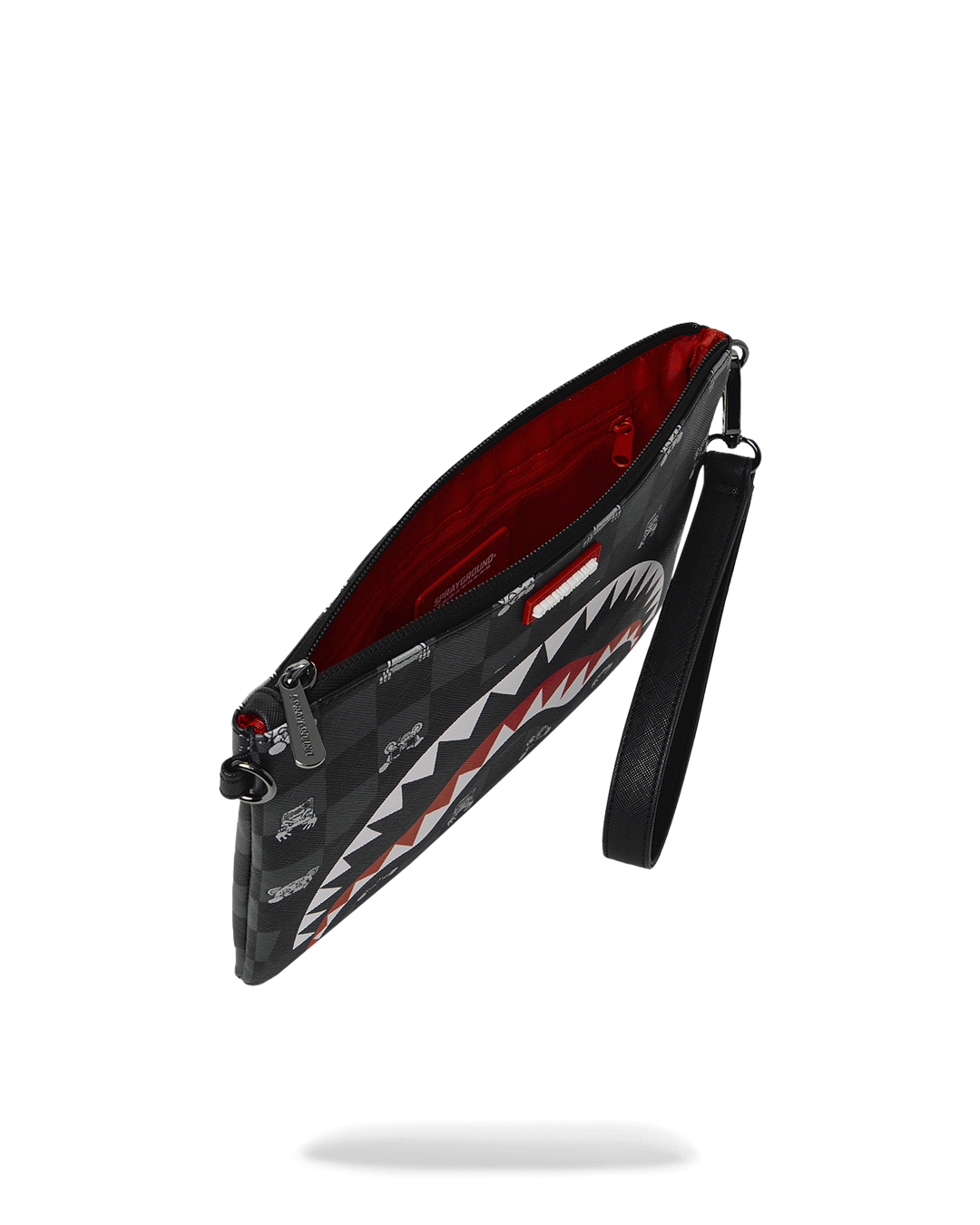 GRAY PEEKING CHARACTER CHECK CROSSOVER CLUTCH