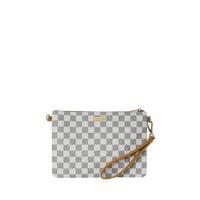 GRAFF EMBOSSED CREAM CHECK CROSSOVER CLUTCH