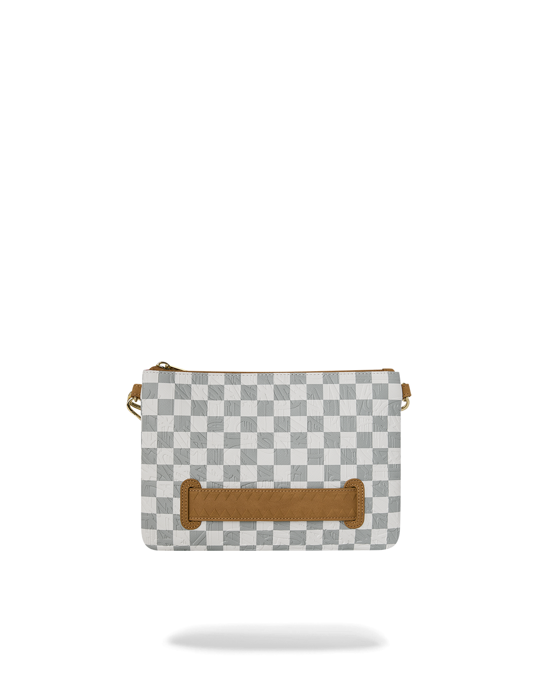 GRAFF EMBOSSED CREAM CHECK CROSSOVER CLUTCH