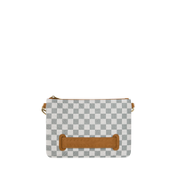 GRAFF EMBOSSED CREAM CHECK CROSSOVER CLUTCH