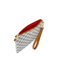 GRAFF EMBOSSED CREAM CHECK CROSSOVER CLUTCH