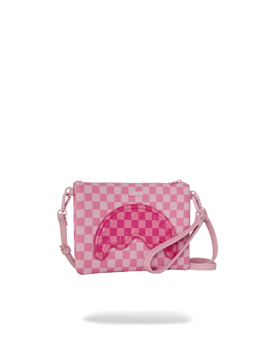 PINK SHARKS IN PARIS PATCH CROSSOVER CLUTCH
