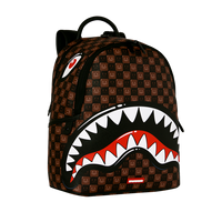 SHARKS IN PARIS WTF BUBBLE BROWN CHECK SAVAGE BACKPACK