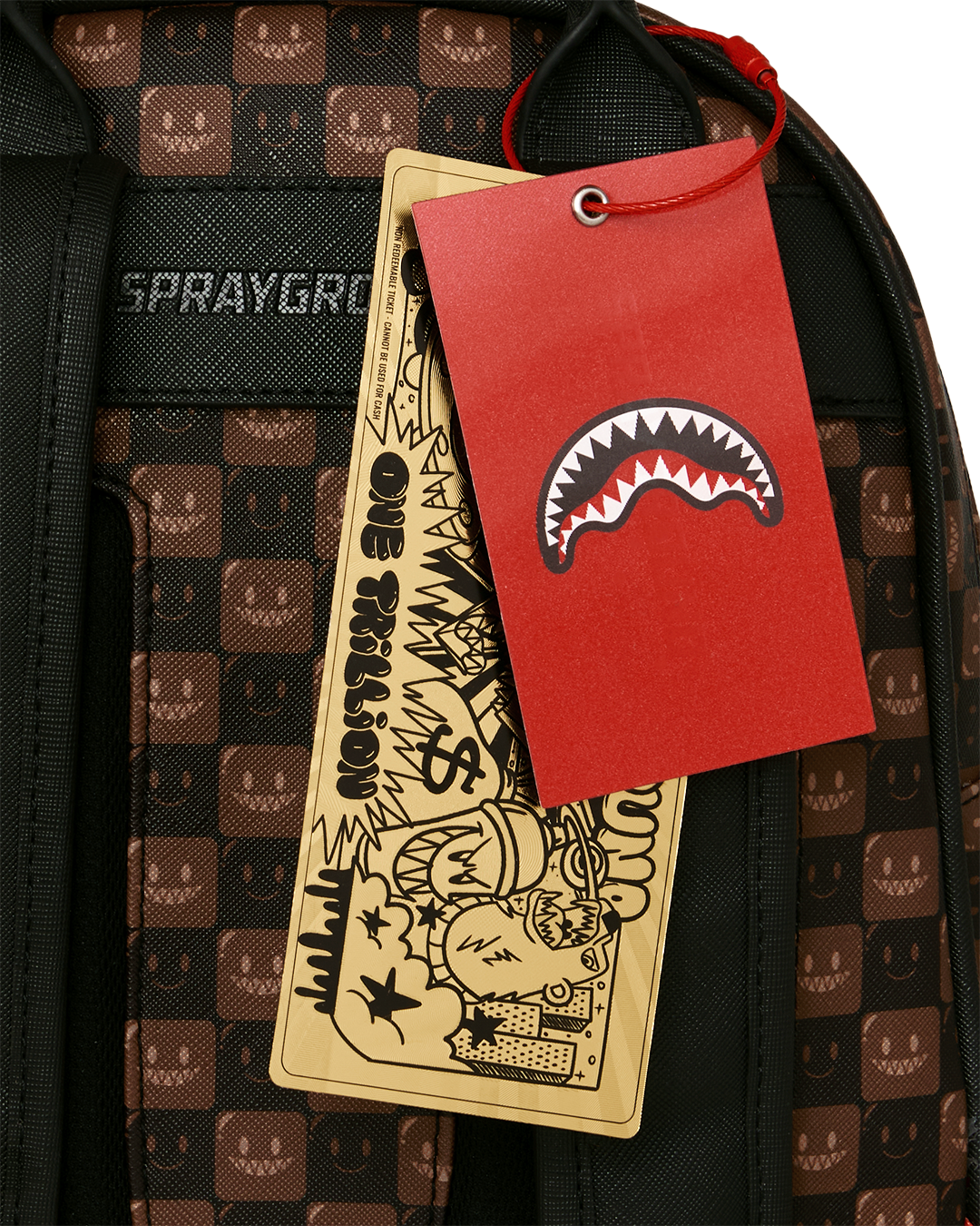 SHARKS IN PARIS WTF BUBBLE BROWN CHECK SAVAGE BACKPACK