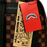 SHARKS IN PARIS WTF BUBBLE BROWN CHECK SAVAGE BACKPACK