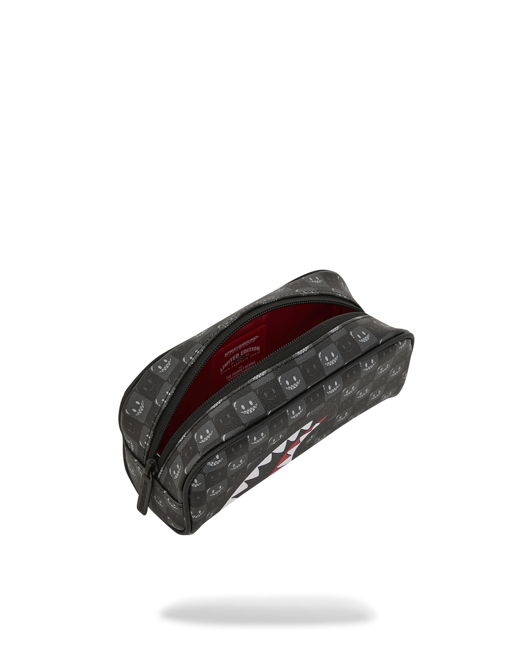 SHARKS IN PARIS WTF BUBBLY BLACK CHECK PENCIL POUCH
