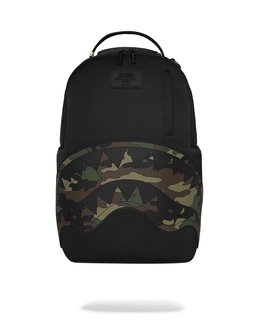 SHARK CENTRAL BLACK NYLON CAMO EMBOSSED SHARK DLXSR BACKPACK
