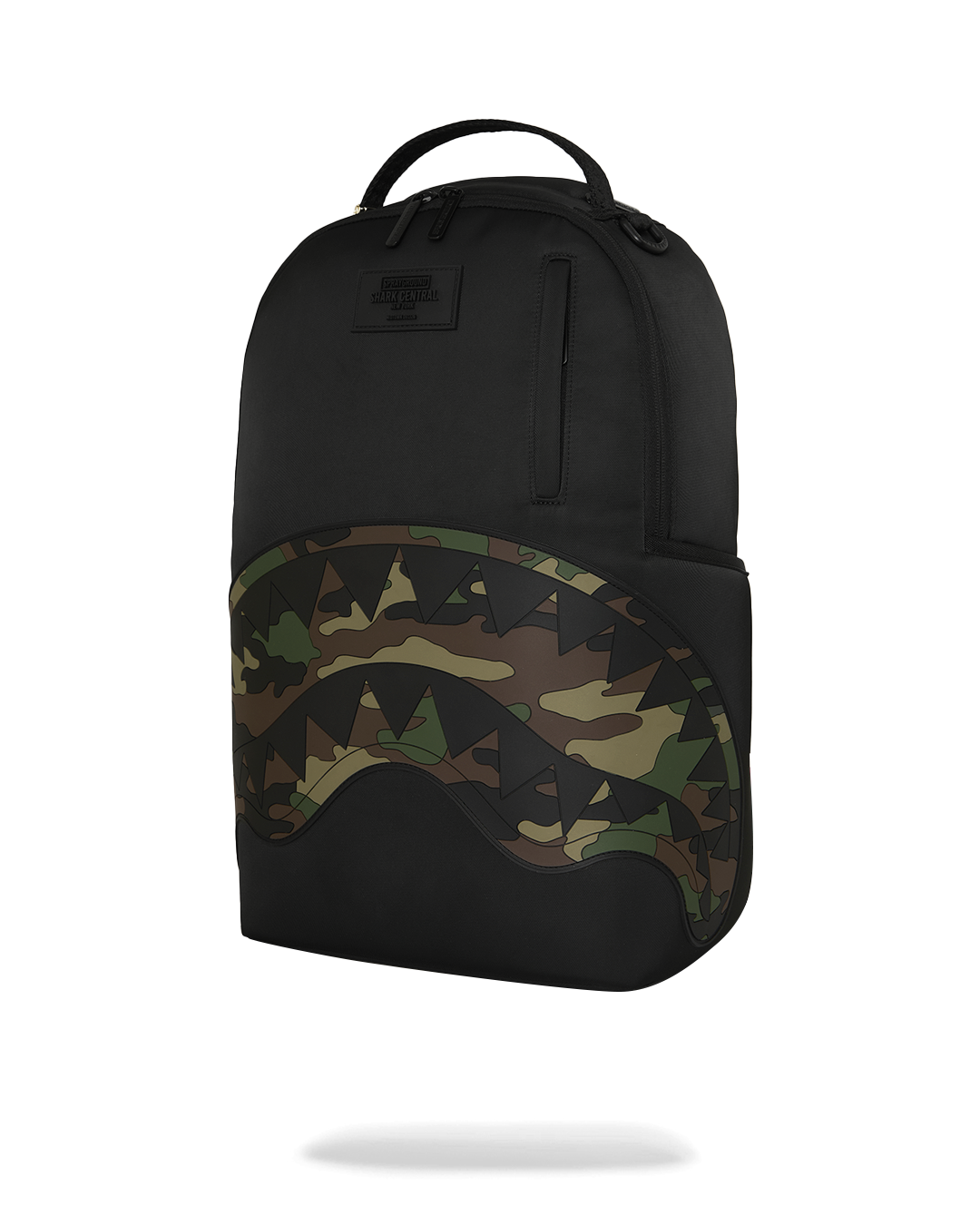 SHARK CENTRAL BLACK NYLON CAMO EMBOSSED SHARK DLXSR BACKPACK