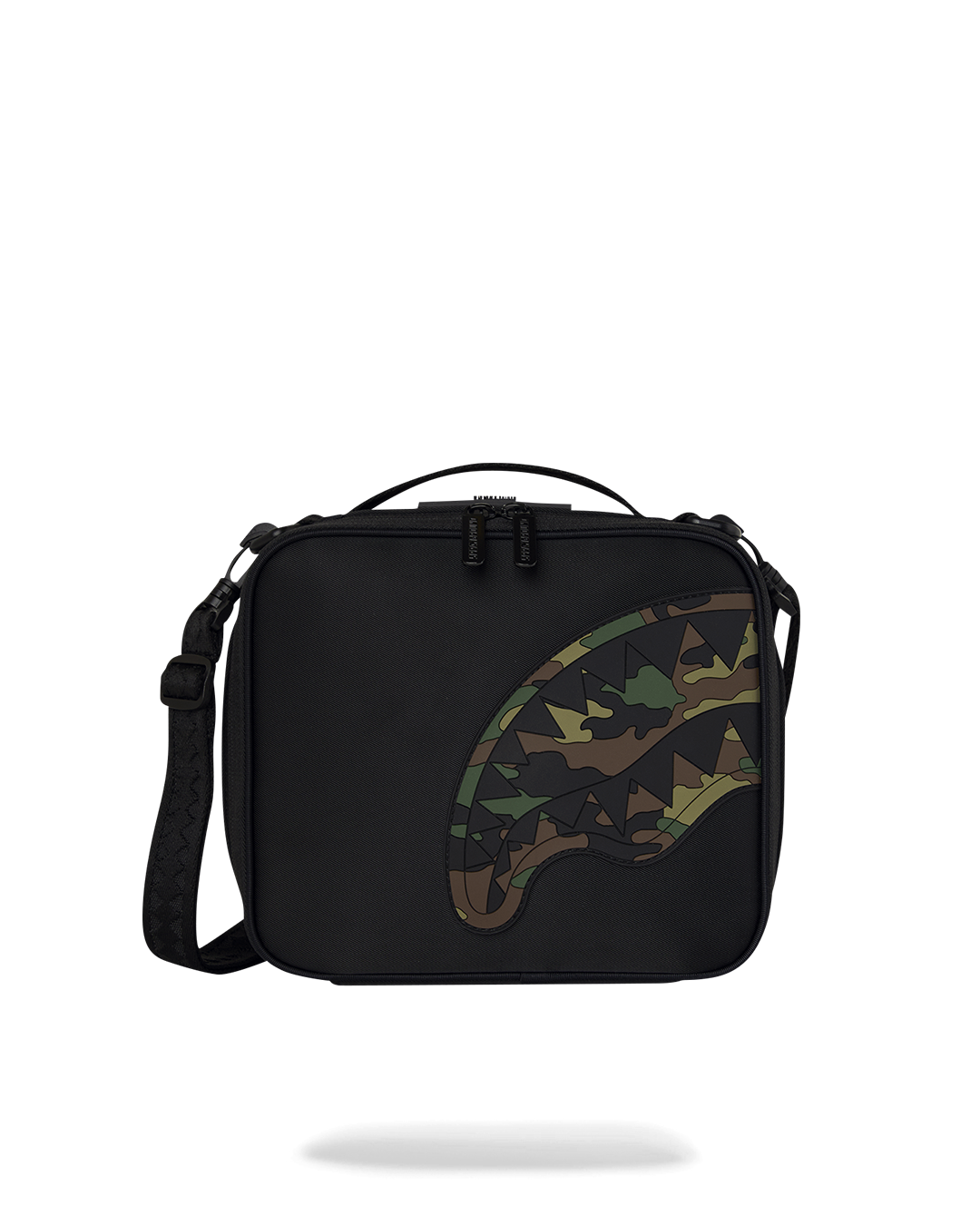 SHARK CENTRAL BLACK NYLON CAMO EMBOSSED SHARK SNACKPACK
