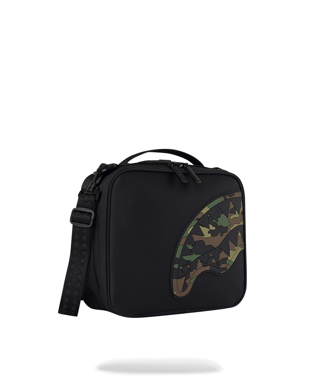 SHARK CENTRAL BLACK NYLON CAMO EMBOSSED SHARK SNACKPACK