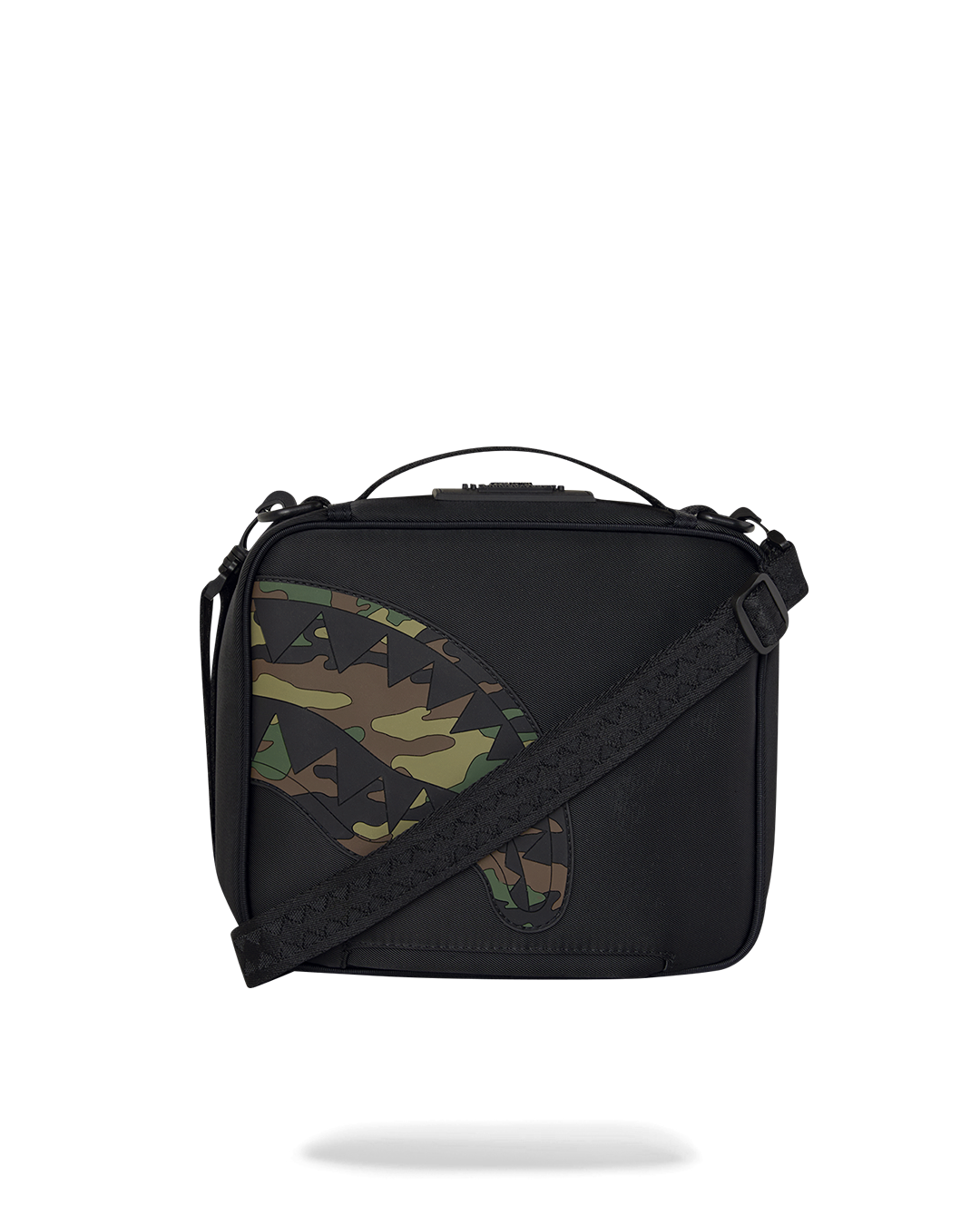 SHARK CENTRAL BLACK NYLON CAMO EMBOSSED SHARK SNACKPACK