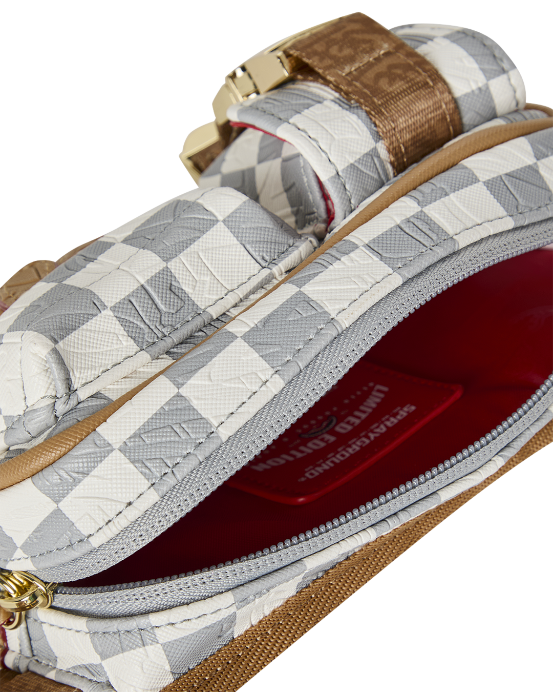 EMBOSSED CREAM CHECK MINI CARGO CROSSBODY