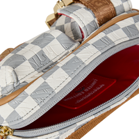 EMBOSSED CREAM CHECK MINI CARGO CROSSBODY