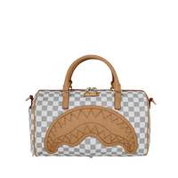 EMBOSSED CHECK CREAM MINI DUFFLE