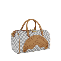 EMBOSSED CHECK CREAM MINI DUFFLE