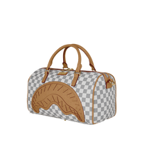 EMBOSSED CHECK CREAM MINI DUFFLE