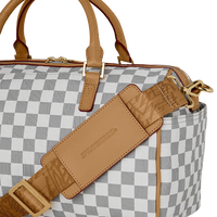EMBOSSED CHECK CREAM MINI DUFFLE