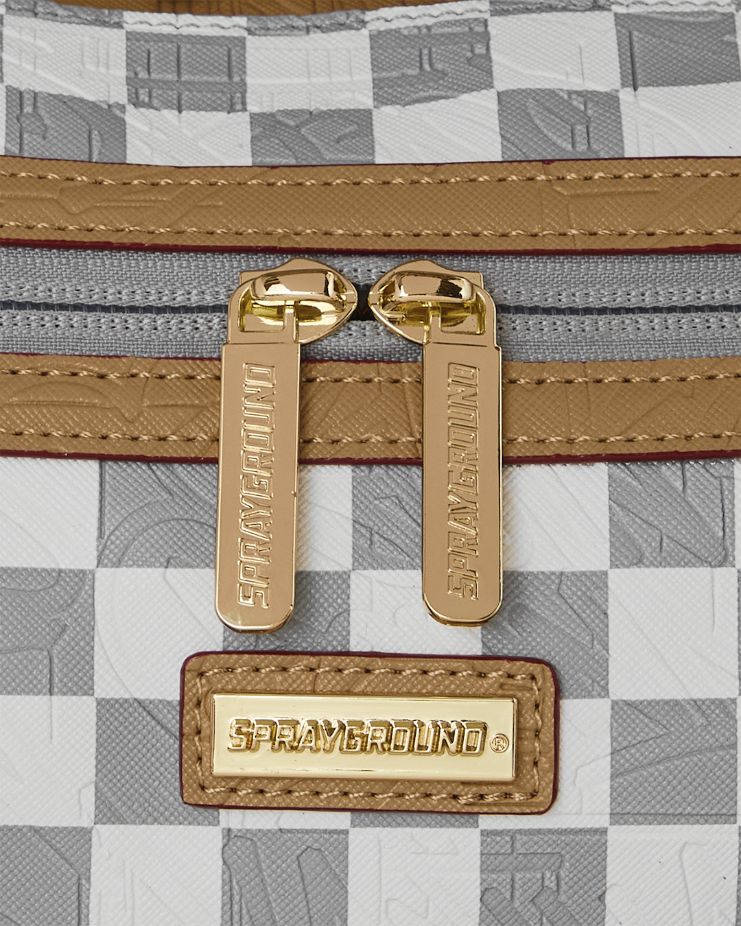 EMBOSSED CHECK CREAM MINI DUFFLE