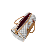 EMBOSSED CHECK CREAM MINI DUFFLE