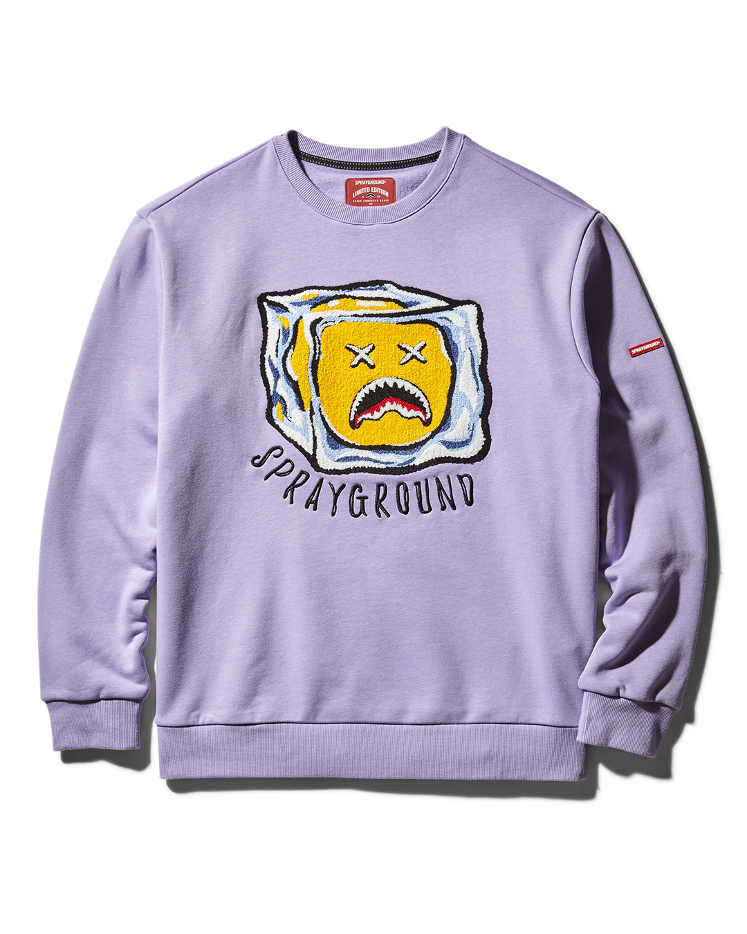 SG CHENILLE SMILEY CREW NECK PULLOVER PURPLE - spraygroundgcc
