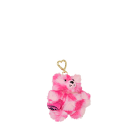 PINK FUR CHECK BEAR CUB KEYCHAIN