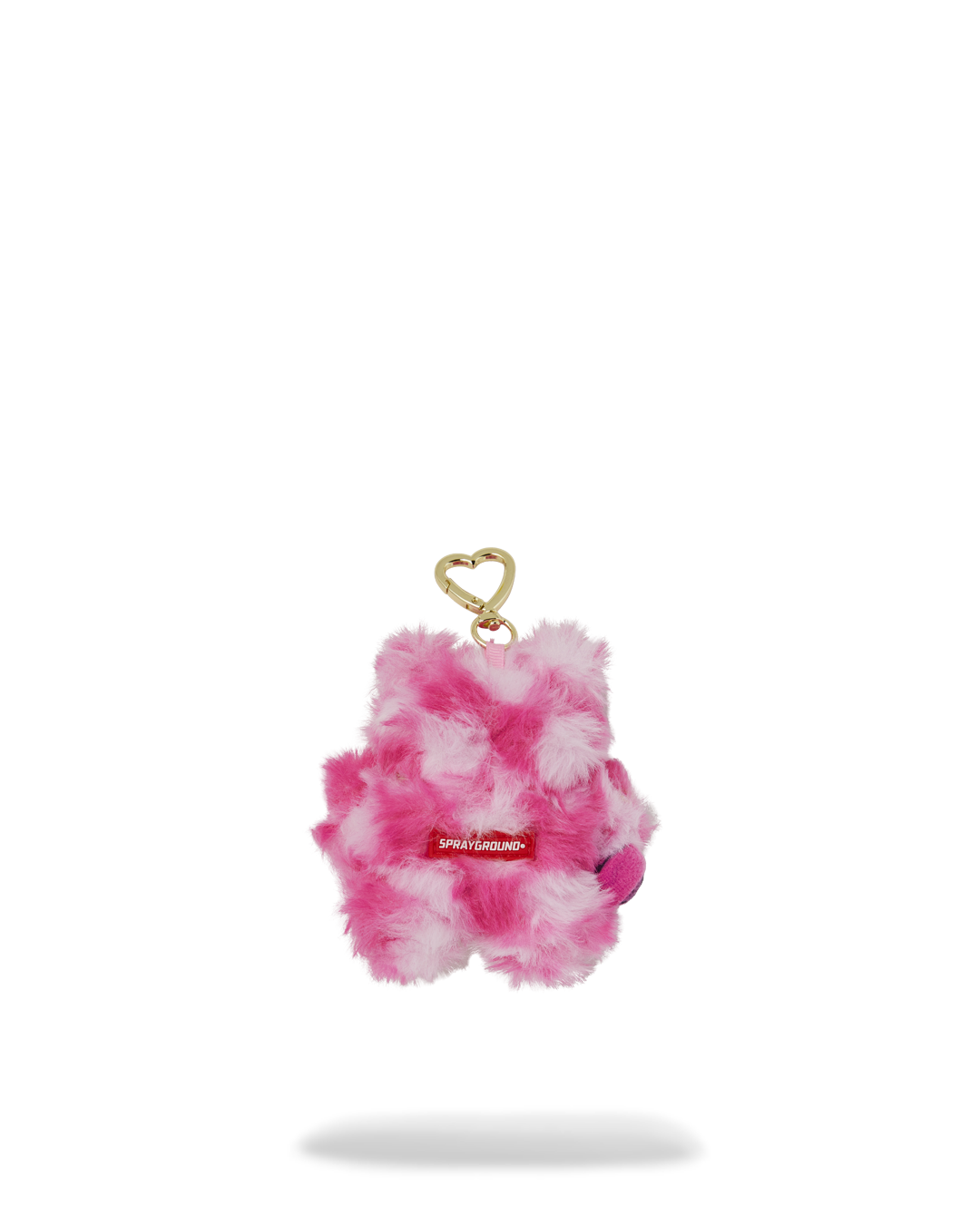 PINK FUR CHECK BEAR CUB KEYCHAIN